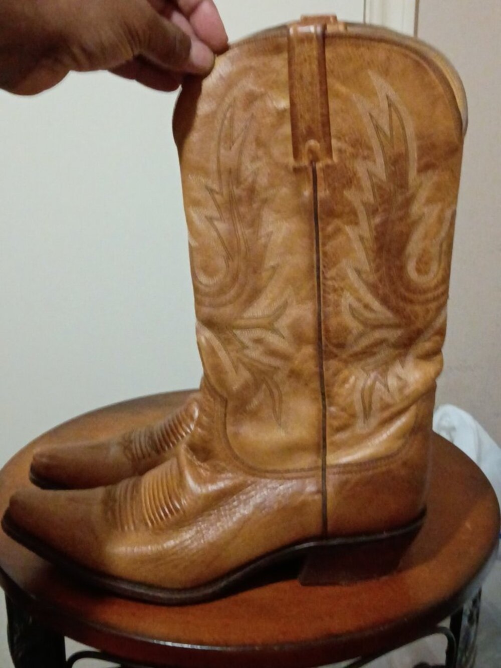 Charlie Horse Cowboy Boots Womens Size 7.5B Tan Leather 4508 Pointed Toe - Picture 8 of 14